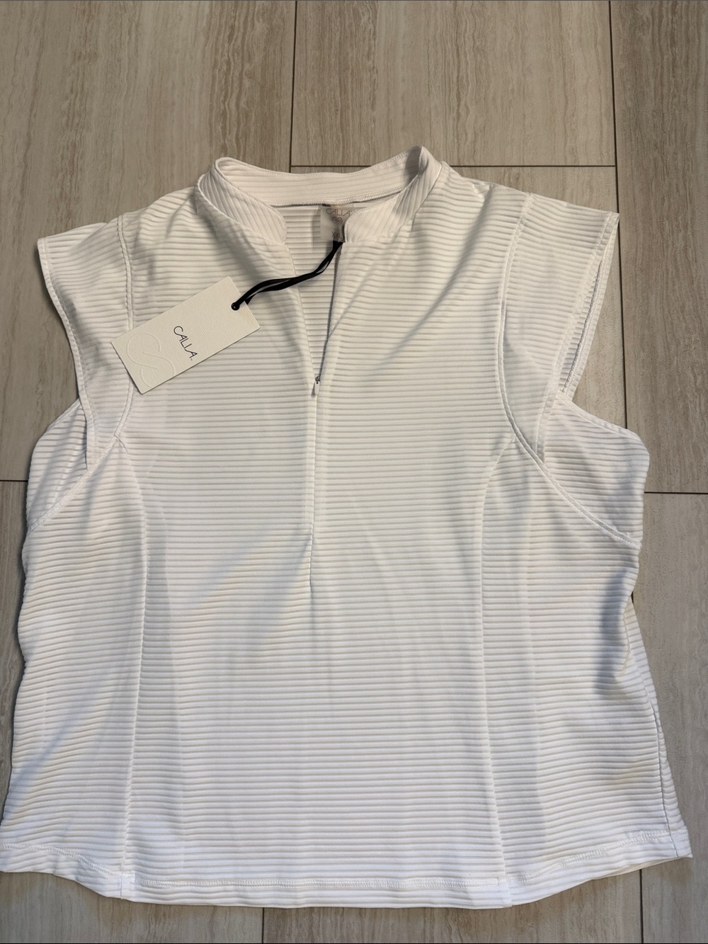 Calia White Sleeveless Mock Neck Zip Tank